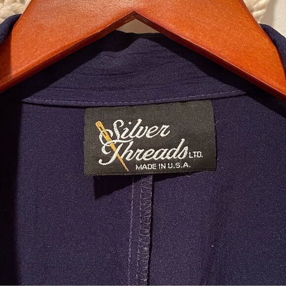 VNTG Silver Threads Windbreaker SZ 1X Dolman Sleeve 1980s Grannycore Grandma - Picture 5 of 9